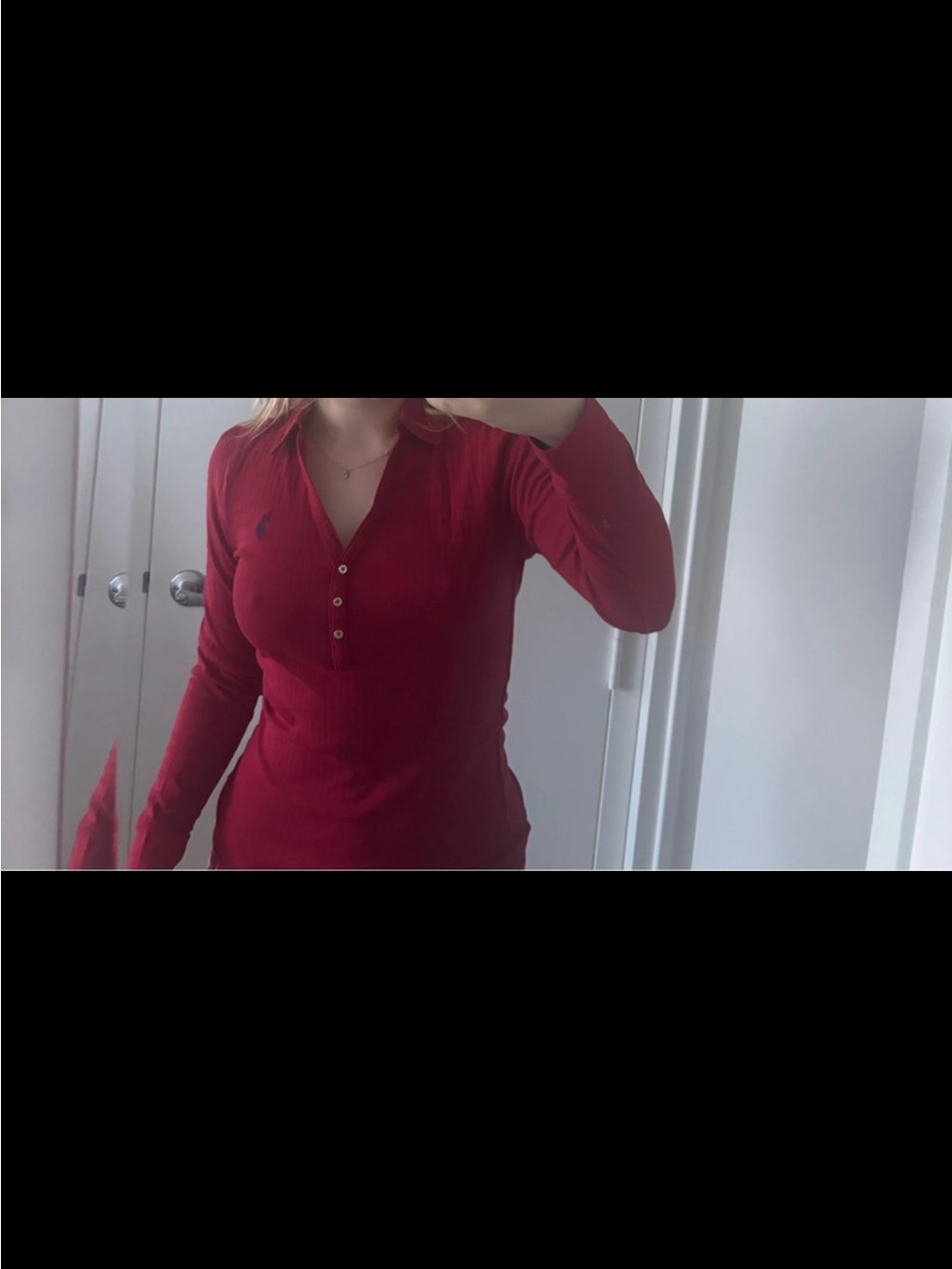 U.S. Polo Assn. Red Ribbed Long-Sleeve Polo Henley - Picture 4 of 4